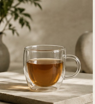 Double wall glass mug