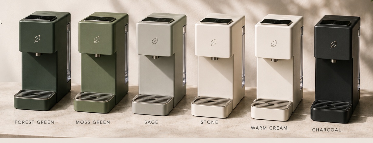 LEAF One colourways: Forest Green, Moss Green, Sage, Stone, Warm Cream and Charcoal